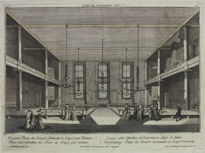 206277 Interieur van de kerk van de Broedergemeente te Zeist: de kerkzaal.01-01-1769-31-12-1769